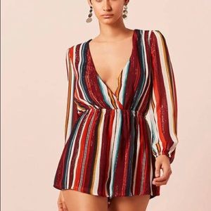 Forever 21 Striped Sparkly V-Neck Romper
